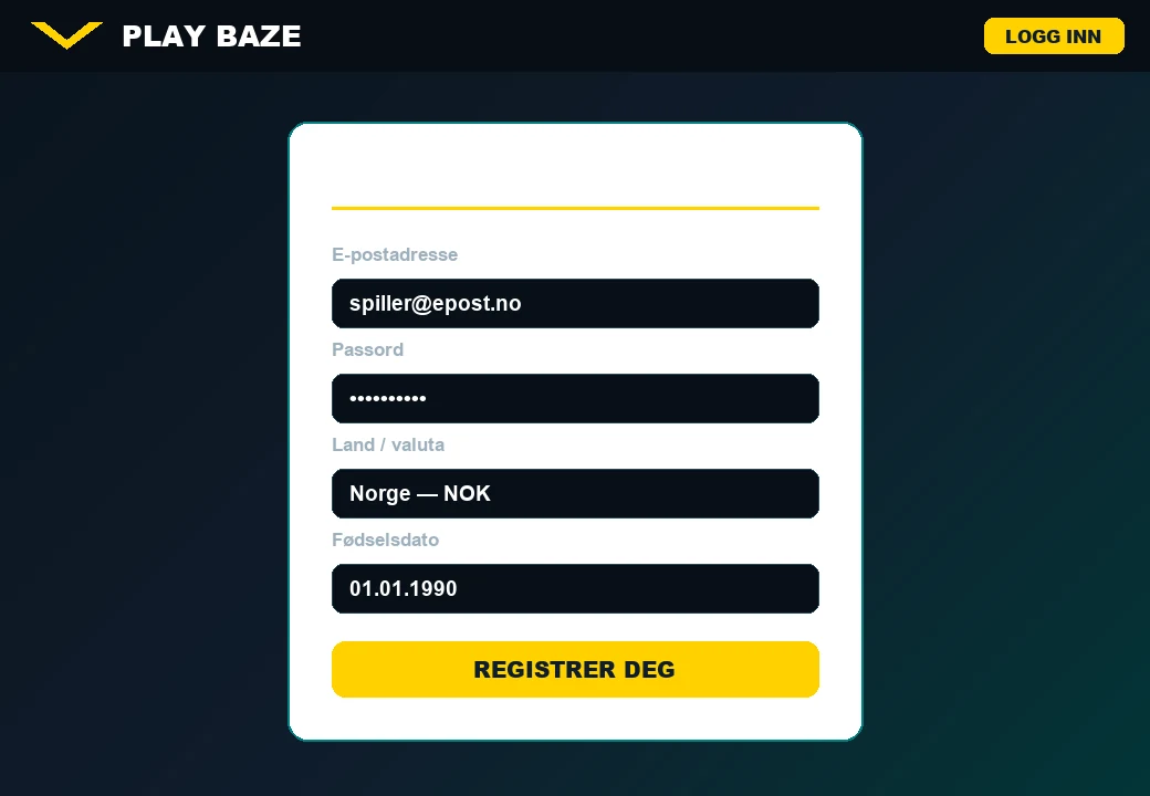 playbaze-casino-norge-registrering