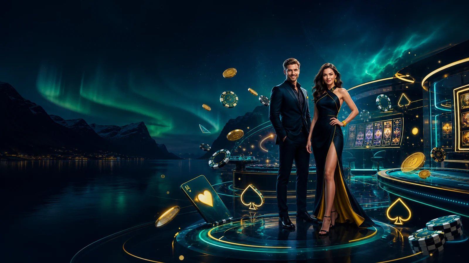 PlayBaze Casino Norge med nordlys og premium casino scene
